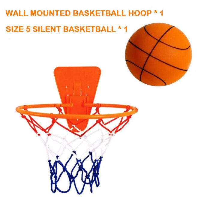 size 5 silent foam basketball with hoop