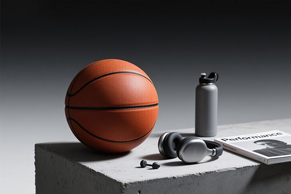 Premium silent basketball professional studio shot with luxury sports accessories - high-end quiet basketball choice